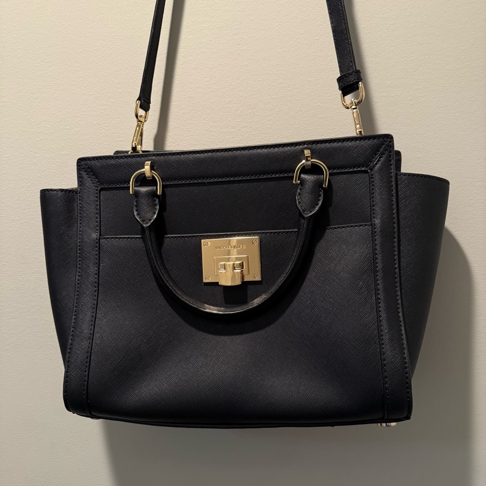 Michael Kors Black Purse Gold Accents